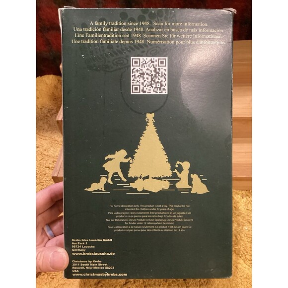 Krebs Christmas Glass Bulb Ornaments 4 Harvest Gold Balls Glitter Swirls Boxed - Picture 6 of 10